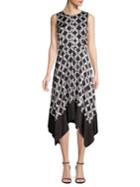 Donna Karan Crewneck Trapeze Polka Dot Dress