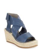Eileen Fisher Willow Tumbled Leather Espadrilles Platform Wedge Sandals