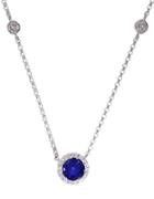 Effy 14kt White Gold Sapphire And Diamond Station Necklace