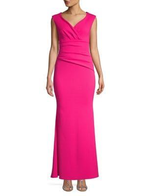 Quiz V-neck Ruched Sheath Evening Gown