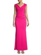 Quiz V-neck Ruched Sheath Evening Gown