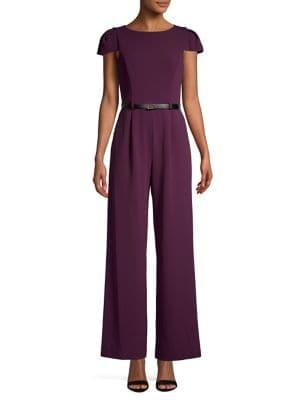 Calvin Klein Belted Cutout Cap-sleeve Jumpsuit