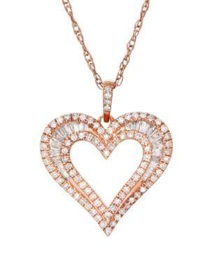 Lord & Taylor 14k Rose Gold & Diamond Pendant Necklace