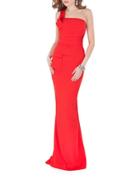 Glamour By Terani Couture Asymmetric Floor-sweeping Gown