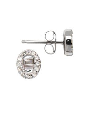 Lord & Taylor Diamond And 14k White Gold Halo Stud Earrings