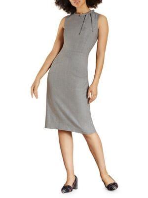 Brooks Brothers Red Fleece Bow Wool-blend Sheath Dress