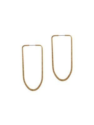Lucky Brand Global Tribes Goldtone Long Hoop Earrings