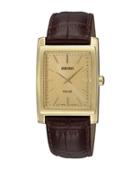 Seiko Mens Goldtone And Leather Solar Watch