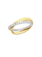 Crislu Dia Link 18k Gold And Platinum Finished Sterling Silver Roll Ring