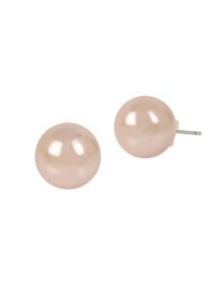 Miriam Haskell Grey Faux Pearl Stud Earrings