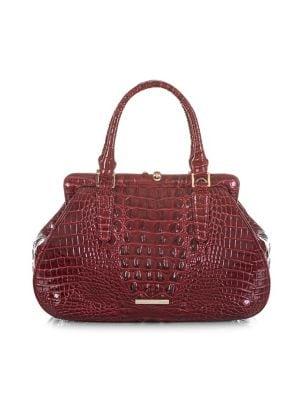 Brahmin Cranberry Melbourne Layla Embossed Leather Satchel