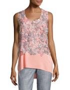 T Tahari Irene Floral-lace Layered Top