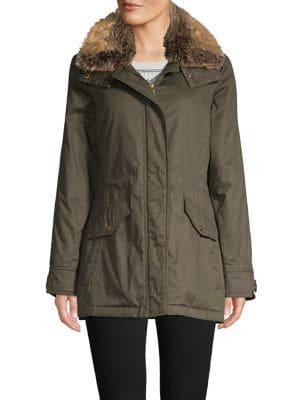 French Connection Faux Fur Hooded Zip Coat
