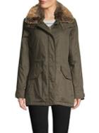 French Connection Faux Fur Hooded Zip Coat
