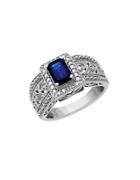 Lord & Taylor Sterling Silver Sapphire And Diamond Ring