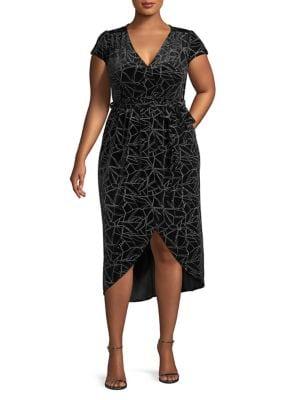 Quiz Plus Glitter Velvet Wrap Dress