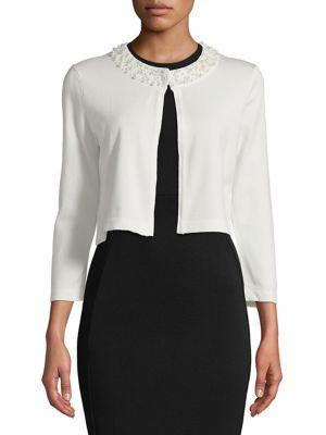 Karl Lagerfeld Paris Embellished Neck Shrug Cardigan