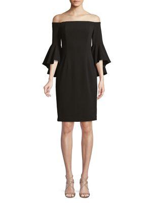 Calvin Klein Off-the-shoulder Ruffled Bell-sleeve Dress