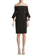 Calvin Klein Off-the-shoulder Ruffled Bell-sleeve Dress
