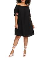 Addition Elle Michel Studio Plus Embroidered Off-the-shoulder Dress