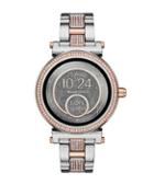 Michael Kors Sophie Two-tone Stainless Steel And Pave Bracelet Touchscreen Smartwatch