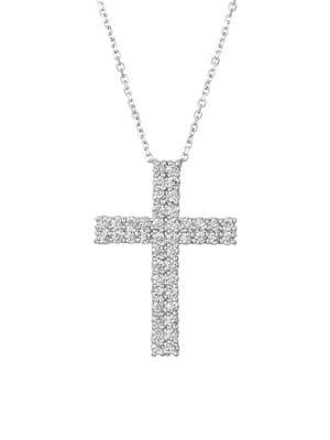 Morris & David 14k White Gold & 1.75 Tcw Diamond Cross Pendant Necklace