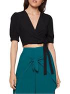 Bcbgeneration Puffed-sleeve Cropped Wrap Top