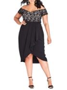 City Chic Plus Lace Glamour Pleated Dress