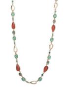 Anne Klein Mother-of-pearl And Multi-stone Long Necklace