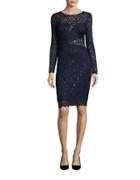 Betsy & Adam Sequined Lace Sheath Dress