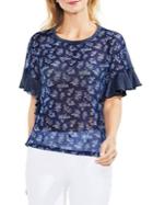 Vince Camuto Floral Ruffle-sleeve Top