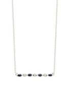 Lord & Taylor 14k White Gold Diamond And Sapphire Bar Necklace