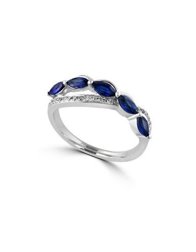 Effy Royale Bleu Sapphire And Diamond 14k White Gold Ring, 0.09 Tcw