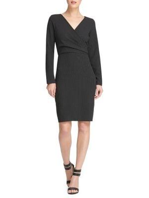 Donna Karan Striped Long Sleeve Sheath Dress