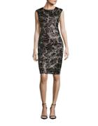 Vince Camuto Sleeveless Floral Sequin Sheath Dress