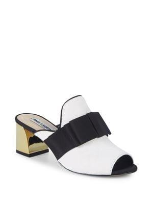Karl Lagerfeld Paris Fern Bow-trim Calf Hair Mules