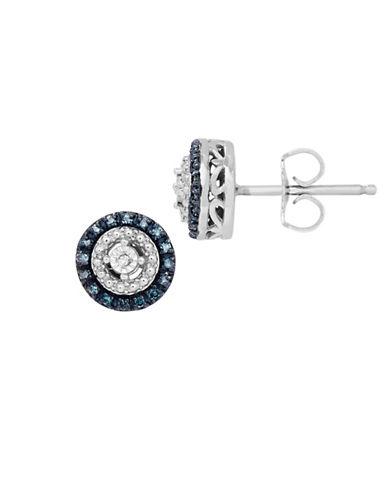 Lord & Taylor Diamond And Sterling Silver Round Stud Earrings