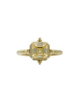 Ripka Angelica Step Cut Canary Cubic Zirconia And 14k Yellow Gold Ring