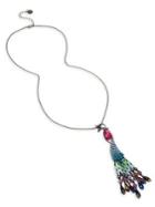 Betsey Johnson Shake Your Tail Feather Crystal Peacock Pendant Long Necklace