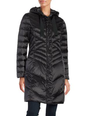 Tahari Hooded Mid Length Puffer Coat
