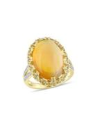 Sonatina 14k Yellow Gold, Ethiopian Opal, Yellow Sapphire & Diamond Solitaire Ring