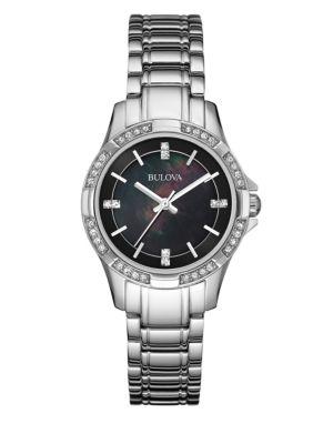 Bulova Swarovski Crystal-accented Stainless Steel Bracelet Watch, 96l214