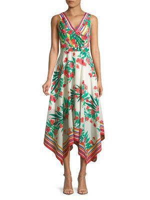 Vince Camuto Floral Handkerchief Dress