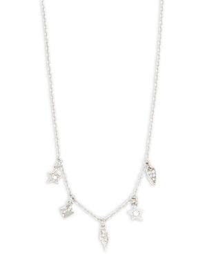 Karl Lagerfeld Rocky Charm Sterling Silver And Swarovski Crystal Necklace