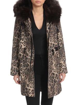 Avec Les Filles Faux-fur Leopard Printed Hooded Parka