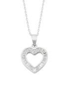Lord & Taylor Sterling Silver And Cubic Zirconia Baguette Heart Necklace
