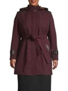 Via Spiga Plus Belted Leopard Print-lined Raincoat