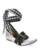 Luxury Rebel Sari Gingham Lace-up Leather Ballet Flats