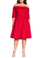 City Chic Plus Off-the-shoulder Sun Kissed Dress