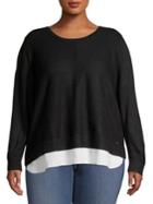Calvin Klein Plus Plus Chevron-knit Layered-hem Sweater
